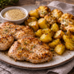 Krůtí plátky s pečeným bramborem a květákem