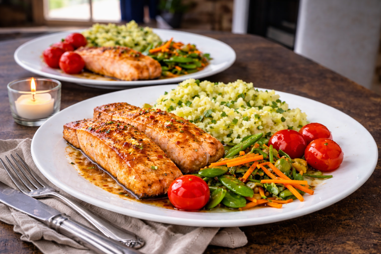 Losos s bylinkovými brambory